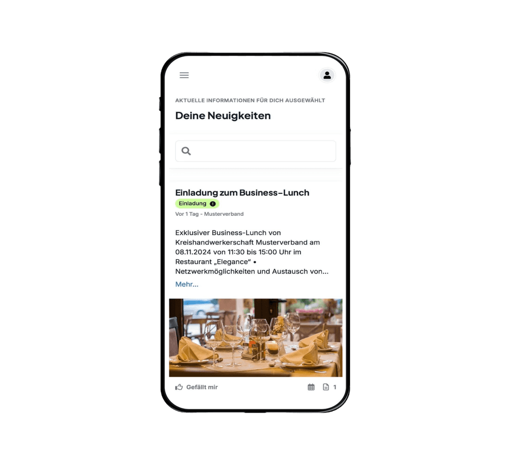 Verbandspartner-App auf dem Smartphone