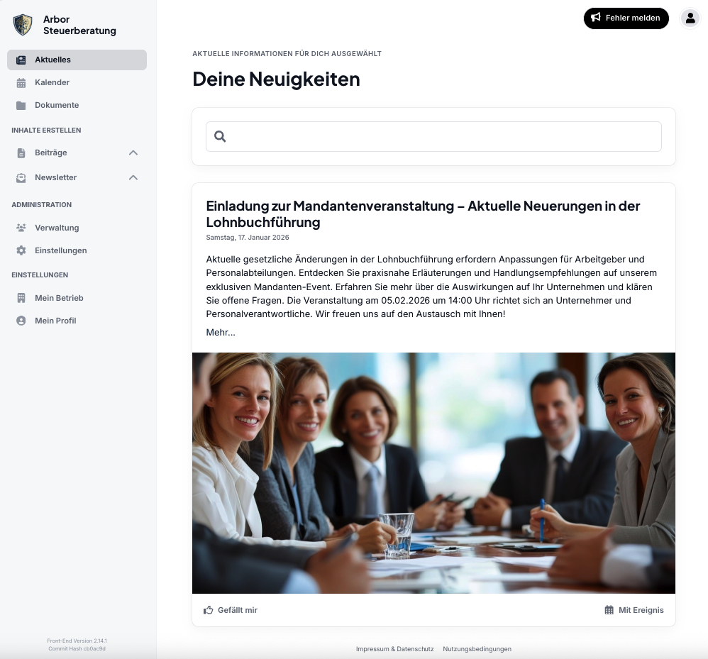 Mitelio Steuern – Aktuelles in der Plattform